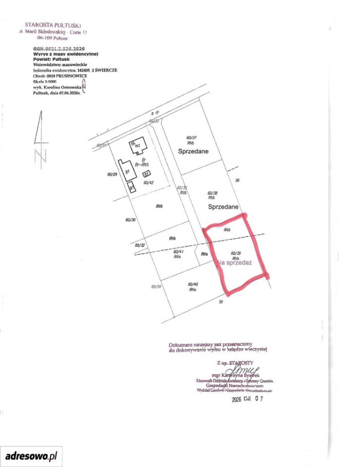 Działka budowlana Prusinowice. Zdjęcie 1