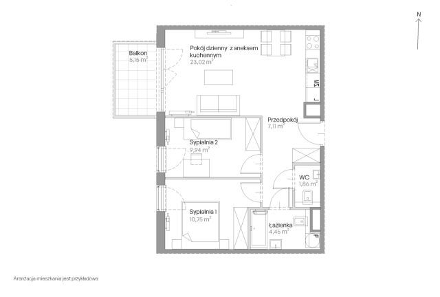 Mieszkanie 3-pokojowe Kraków Czyżyny, ul. Romana Ciesielskiego. Zdjęcie 14