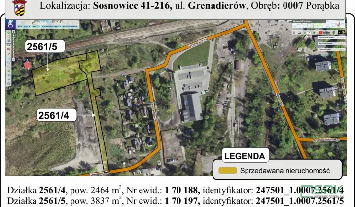 Działka inna Sosnowiec Porąbka, ul. Grenadierów