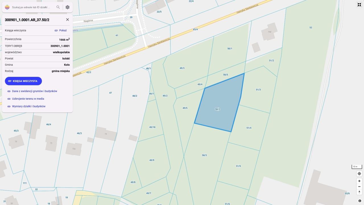 Działka budowlana Koło Płaszczyzna, ul. Henryka Sienkiewicza