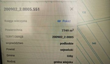 Działka rolna Giby