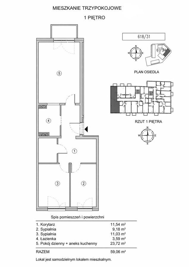 Mieszkanie 3-pokojowe Plewiska, ul. Miętowa. Zdjęcie 3