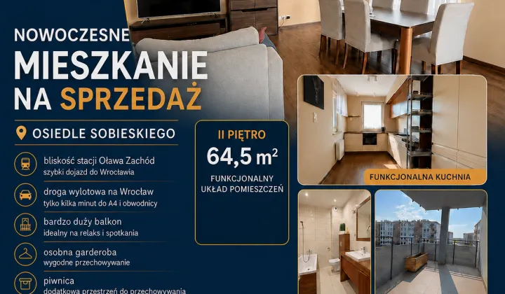 Mieszkanie 3-pokojowe Oława, ul. Jarosława Iwaszkiewicza