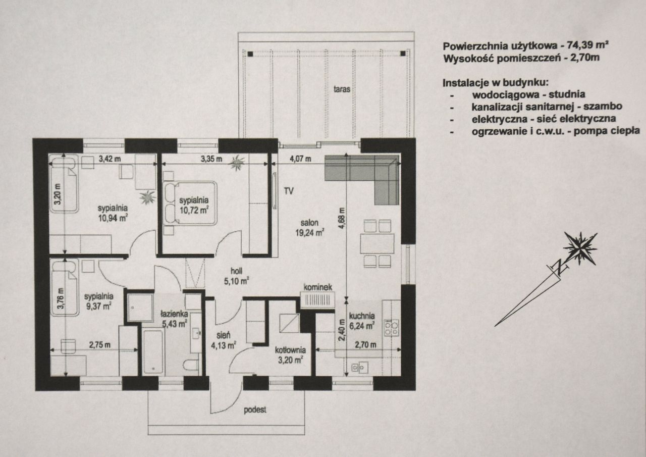 dom wolnostojący, 4 pokoje Rogowo. Zdjęcie 3