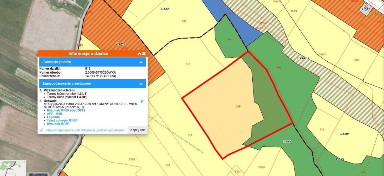 Działka rolna Stróżówka