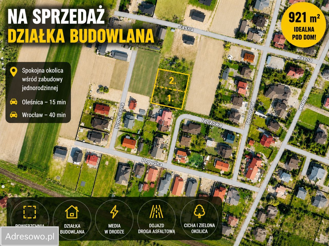 Działka budowlana Bierutów, ul. Tęczowa. Zdjęcie 2