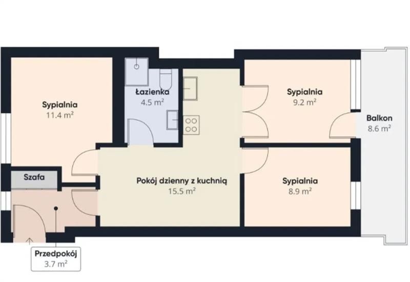 Mieszkanie 3-pokojowe Wrocław, ul. Wilanowska. Zdjęcie 15