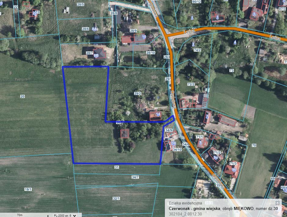 Działka rolno-budowlana Miękowo, ul. Ogrodowa. Zdjęcie 1