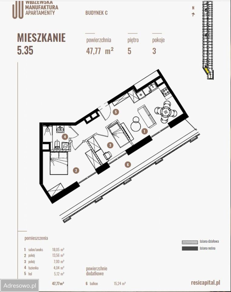 Mieszkanie 3-pokojowe Łódź Widzew, al. marsz. Józefa Piłsudskiego. Zdjęcie 6