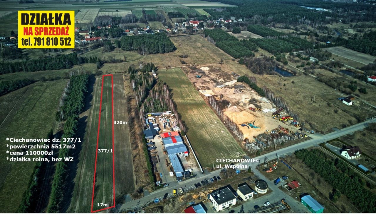 Działka rolna Ciechanowiec, ul. Wspólna. Zdjęcie 1