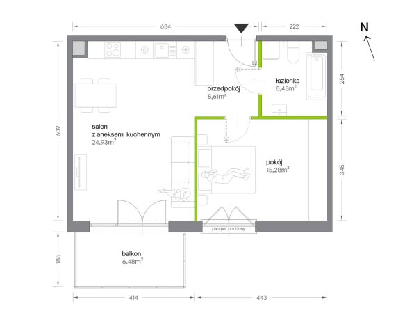 Mieszkanie 2-pokojowe Kraków Krowodrza, ul. Żabiniec. Zdjęcie 7