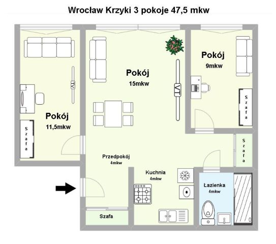 Mieszkanie 3-pokojowe Wrocław Krzyki, ul. Zaporoska. Zdjęcie 2
