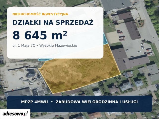 Działka inwestycyjna Wysokie Mazowieckie, ul. 1 Maja. Zdjęcie 1