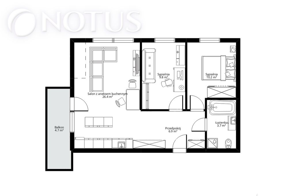 Mieszkanie 3-pokojowe Wrocław, ul. ks. Czesława Klimasa. Zdjęcie 25
