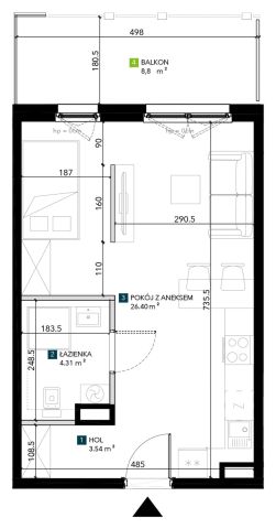 Mieszkanie 1-pokojowe Wrocław Krzyki, ul. Świeradowska. Zdjęcie 5