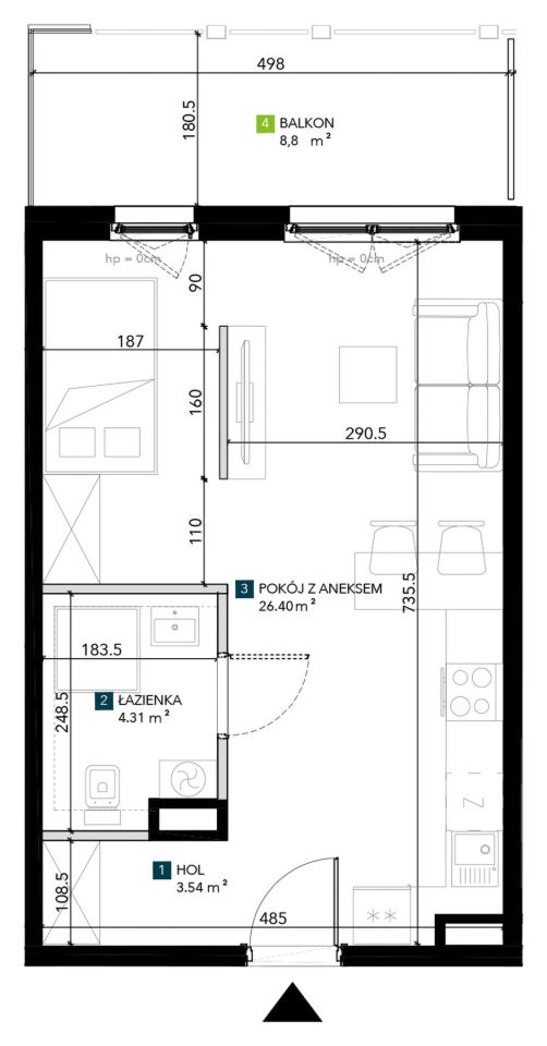 Mieszkanie 1-pokojowe Wrocław Krzyki, ul. Świeradowska. Zdjęcie 5