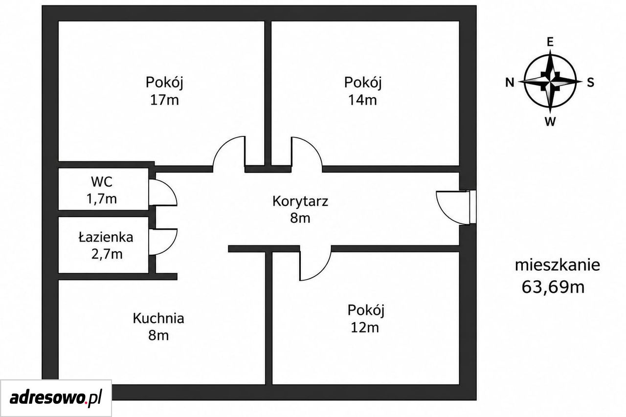 Mieszkanie 3-pokojowe Siemiatycze, ul. 11 Listopada. Zdjęcie 2