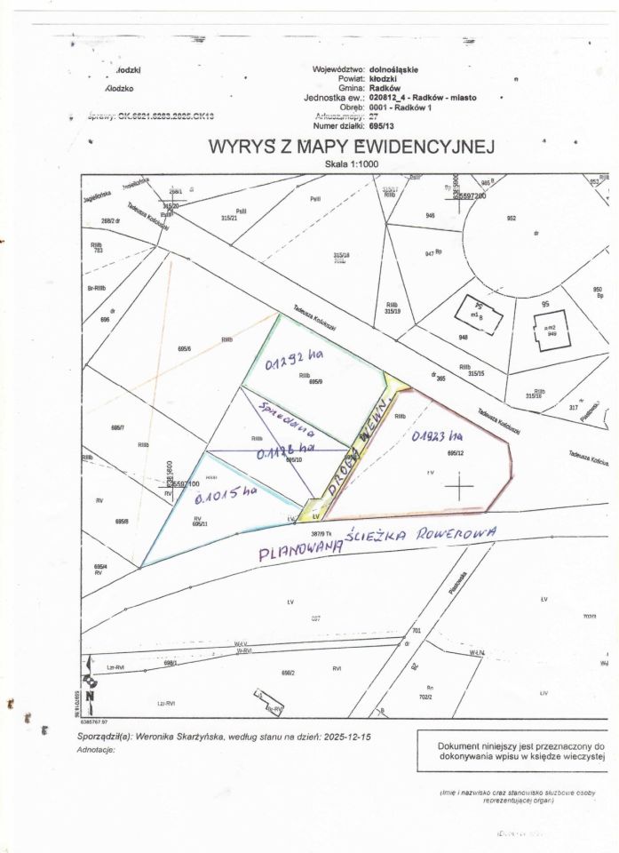 Działka budowlana Radków, T Kościuszki. Zdjęcie 1