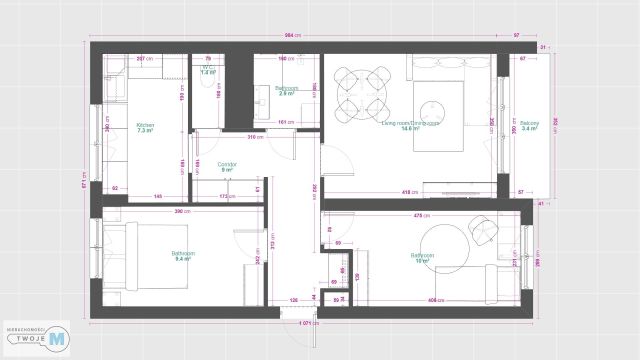 Mieszkanie 3-pokojowe Kielce KSM, ul. Daleka. Zdjęcie 26