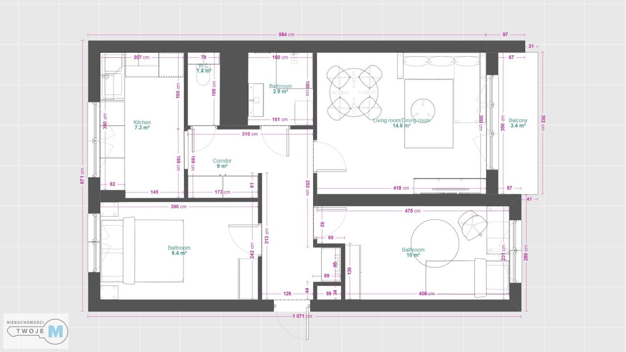 Mieszkanie 3-pokojowe Kielce KSM, ul. Daleka. Zdjęcie 16