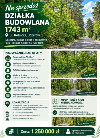 Działka budowlana Józefów, ul. Rolnicza. Zdjęcie 1