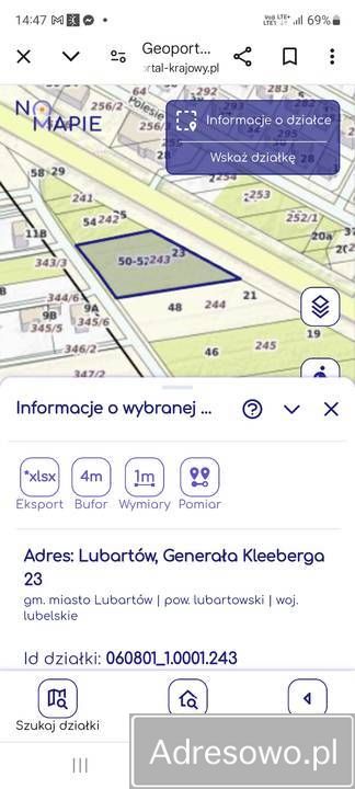 Działka inwestycyjna Lubartów, ul. gen. Franciszka Kleeberga