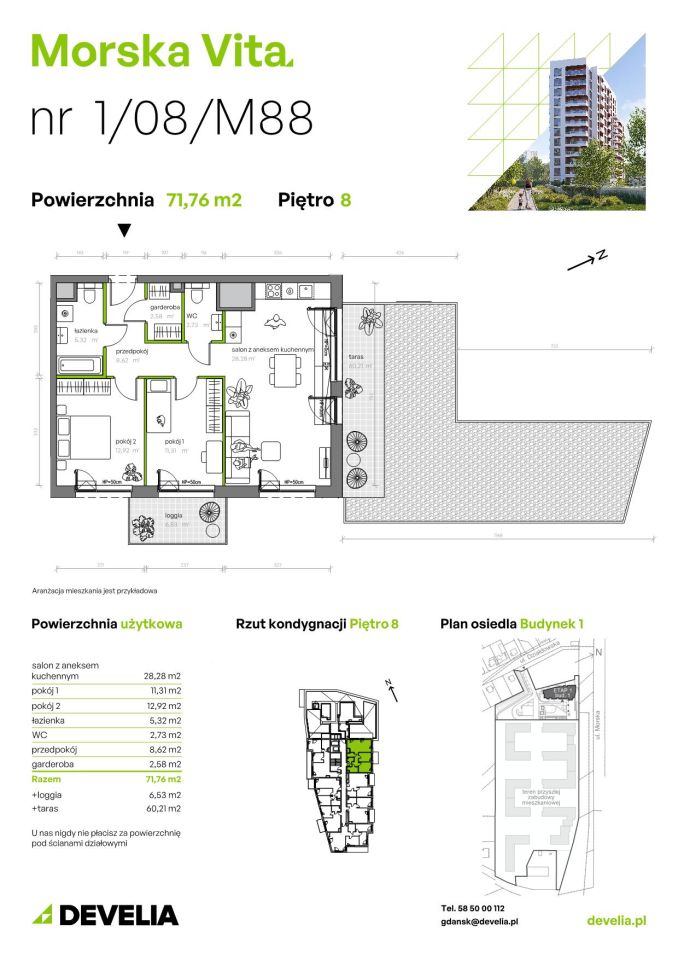 Mieszkanie 3-pokojowe Gdynia Leszczynki, ul. Działdowska. Zdjęcie 7