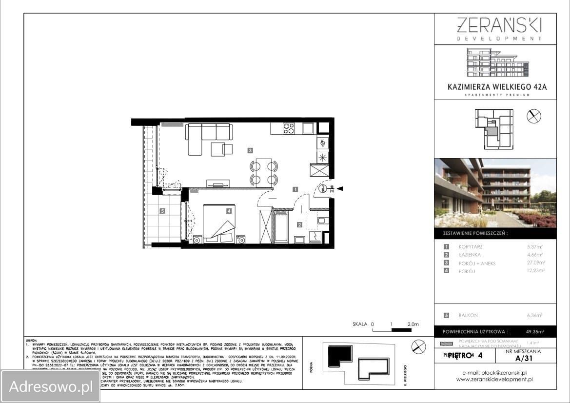Mieszkanie 2-pokojowe Płock, ul. Kazimierza Wielkiego. Zdjęcie 8