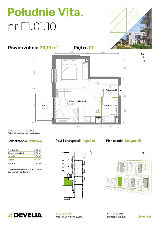 Mieszkanie 1-pokojowe Gdańsk Orunia Górna, ul. Kazimierza Wielkiego. Zdjęcie 7