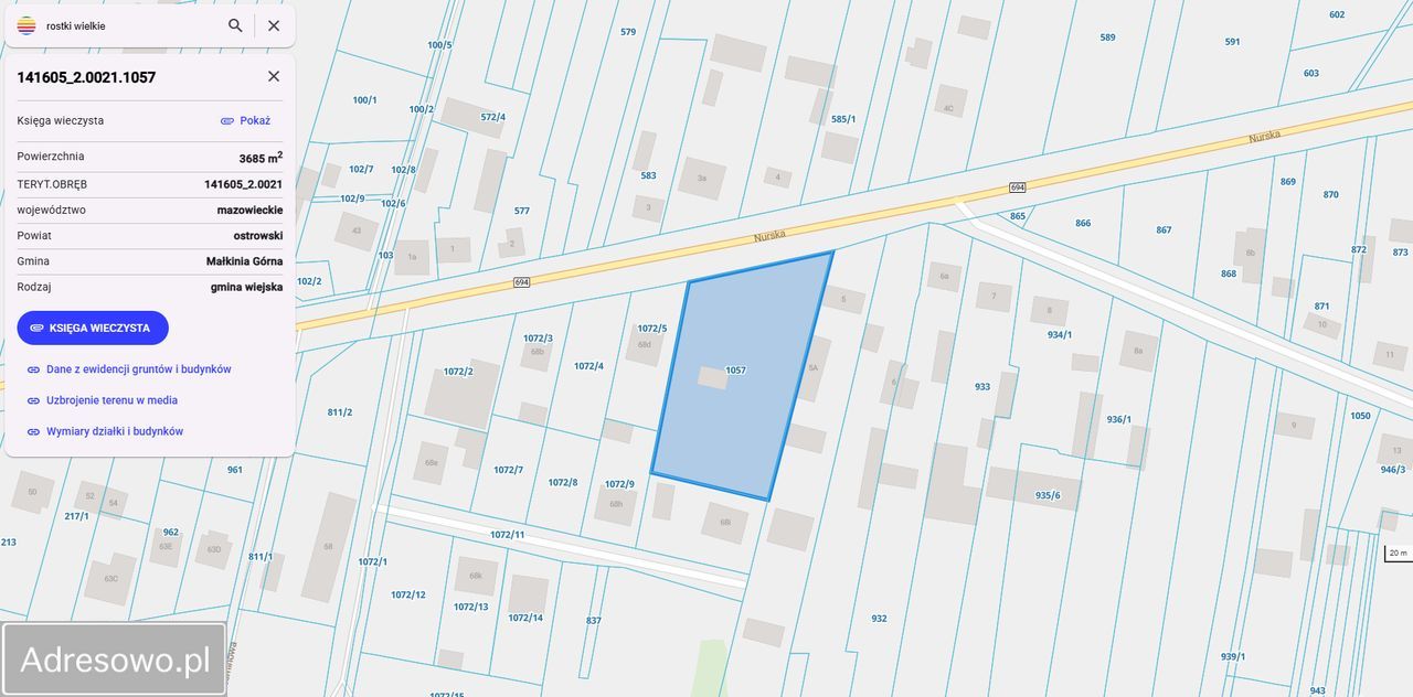 Działka inwestycyjna Rostki Wielkie