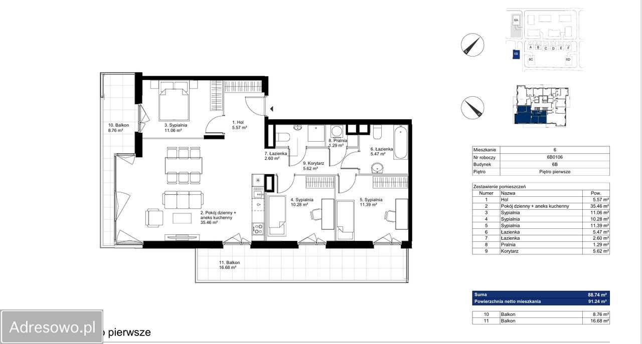 Mieszkanie 4-pokojowe Warszawa Mokotów, ul. Białego Dębu. Zdjęcie 6