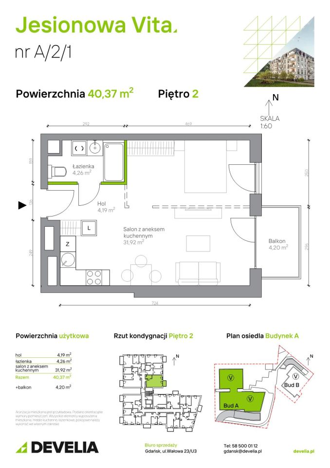 Mieszkanie 1-pokojowe Gdańsk Wrzeszcz, ul. Jesionowa. Zdjęcie 6