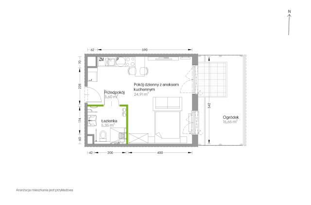 Mieszkanie 1-pokojowe Kraków Czyżyny, ul. Romana Ciesielskiego. Zdjęcie 14