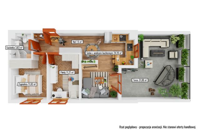 Mieszkanie 3-pokojowe Wieliszew, ul. Krzysztofa Kamila Baczyńskiego. Zdjęcie 12