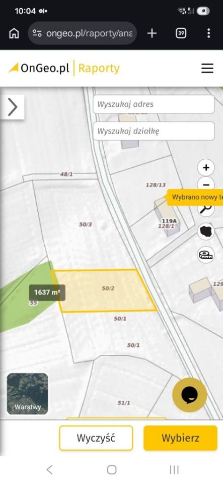 Działka budowlana Kąśna Górna. Zdjęcie 1