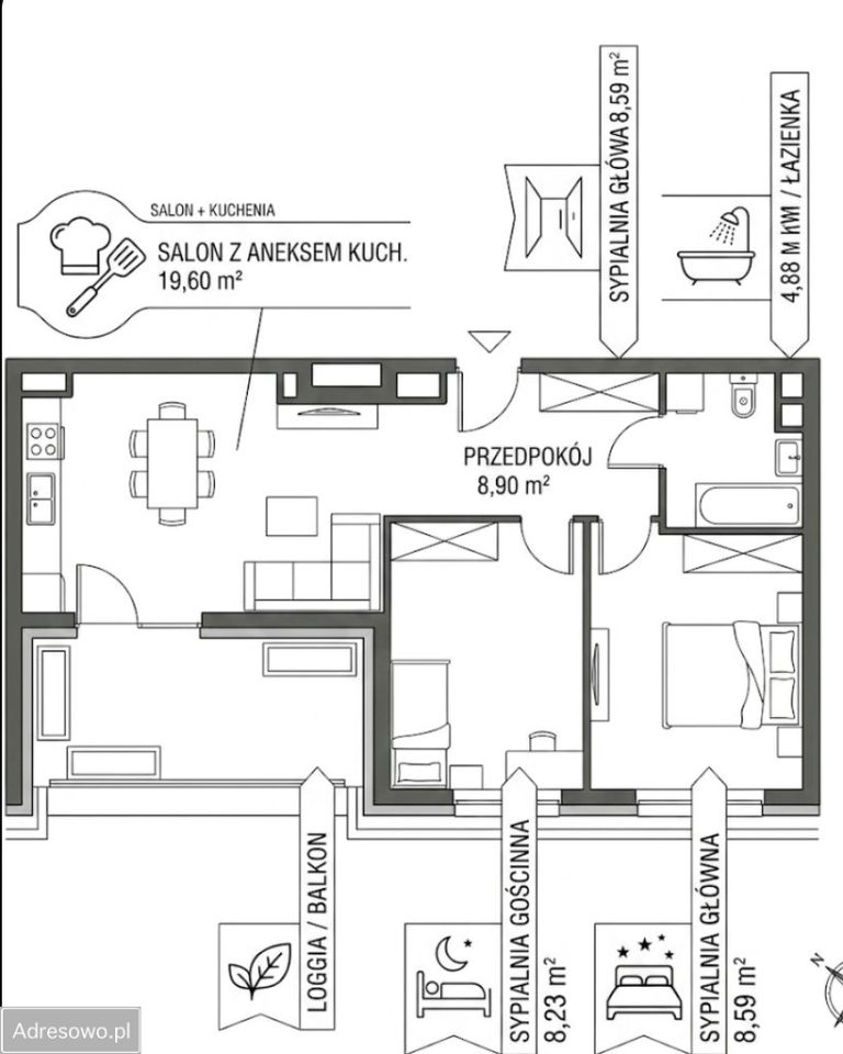 Mieszkanie 3-pokojowe Wieliczka, ul. Bolesława Chrobrego. Zdjęcie 6