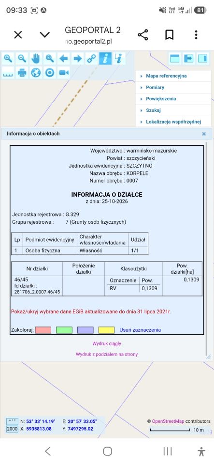 Działka rolno-budowlana Korpele. Zdjęcie 3