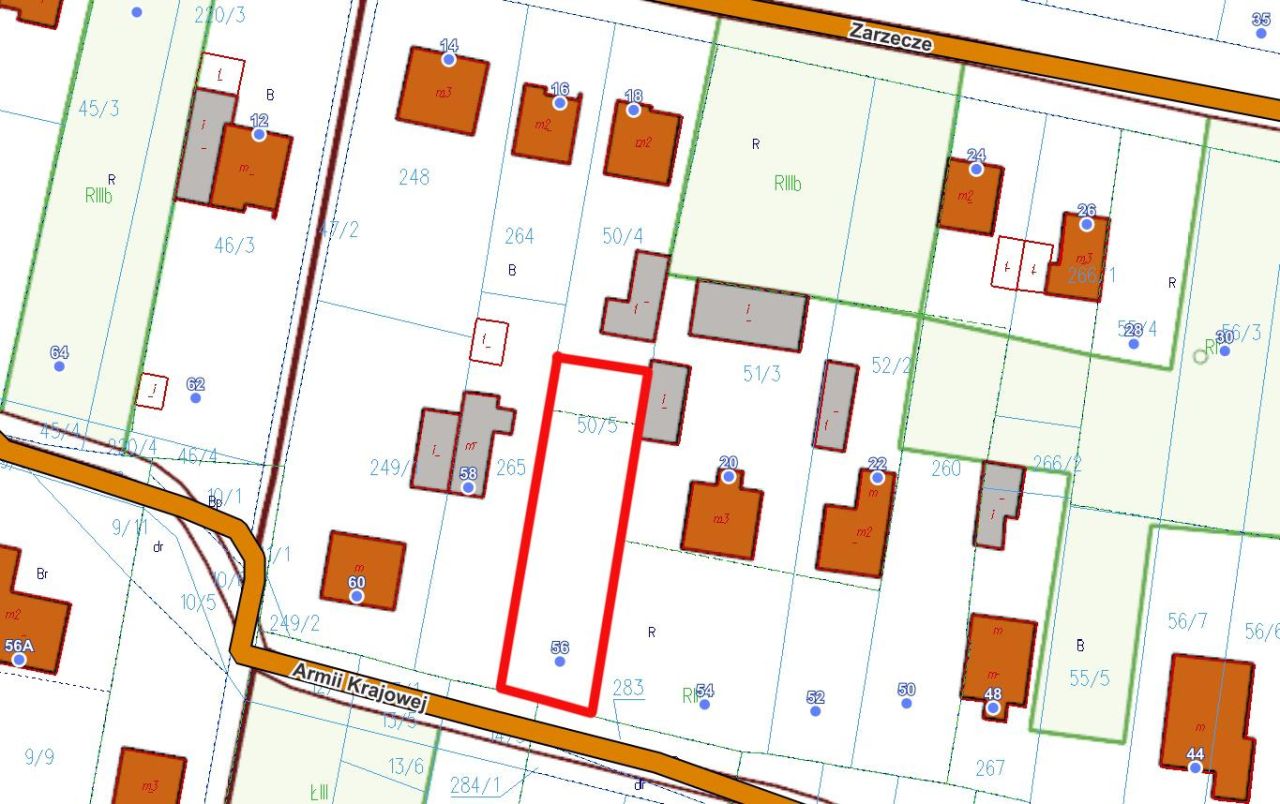 Działka rolno-budowlana Tomaszów Lubelski, ul. Zarzecze, Armii Krajowej