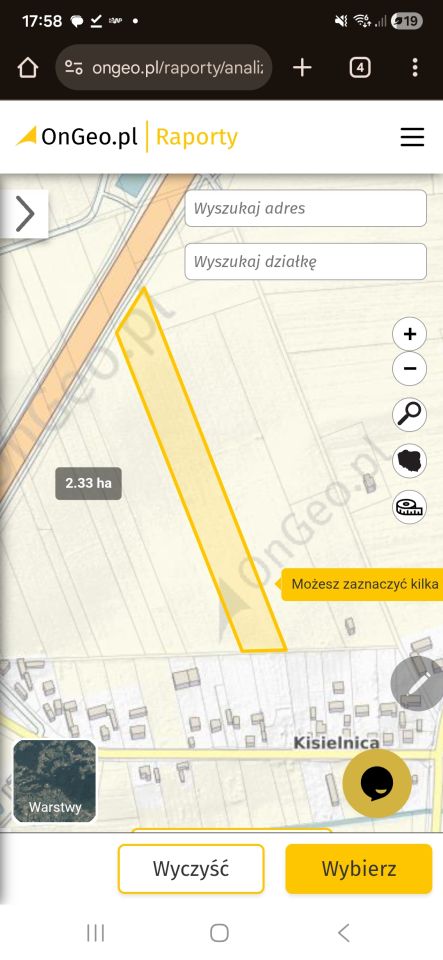 Działka rolno-budowlana Kisielnica