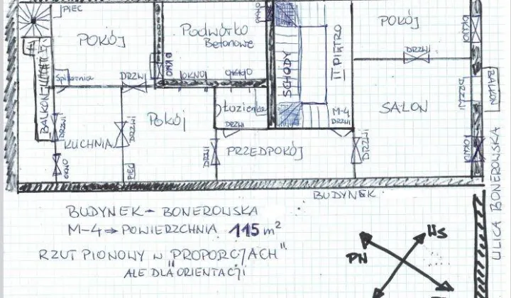 Mieszkanie 4-pokojowe Kraków Stare Miasto, ul. Bonerowska