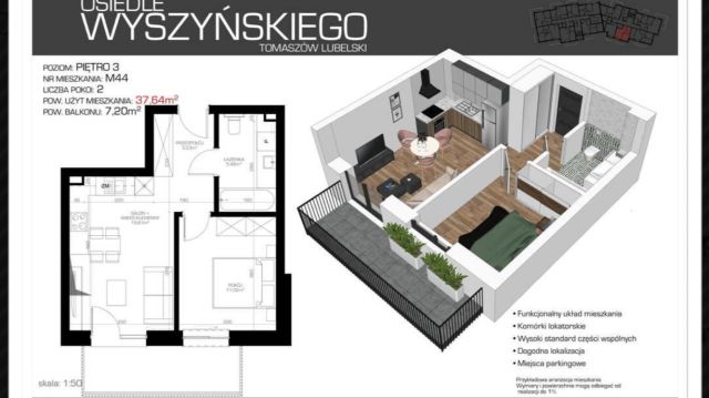 Mieszkanie 3-pokojowe Tomaszów Lubelski, ul. Stefana Wyszyńskiego. Zdjęcie 1