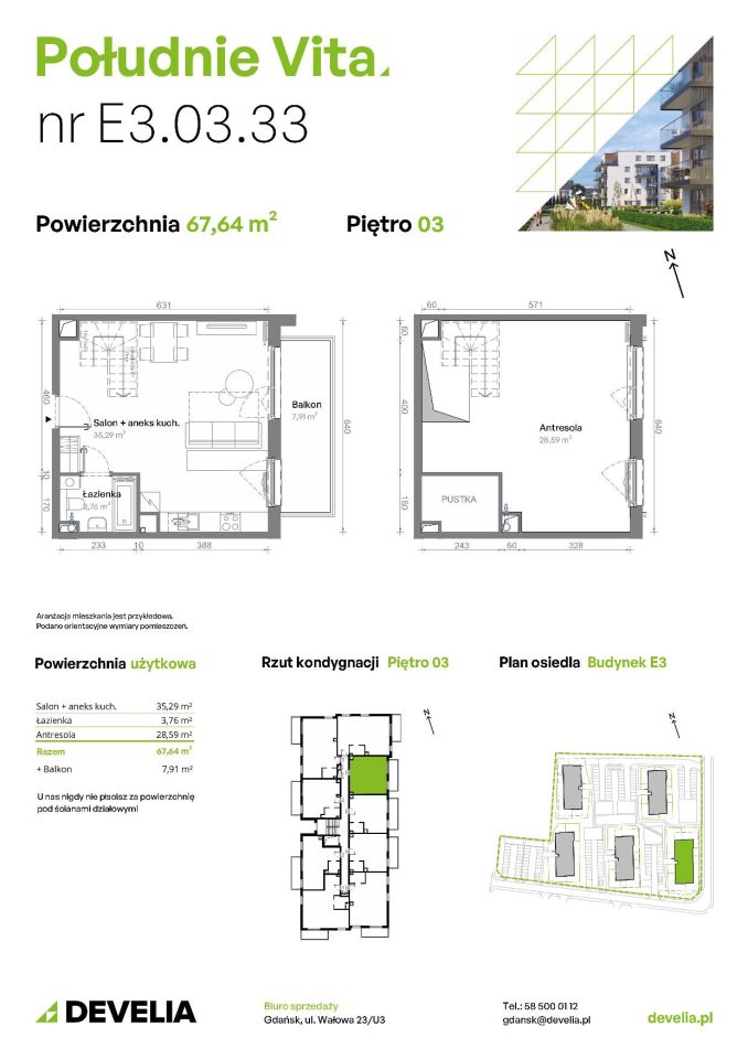 Mieszkanie 3-pokojowe Gdańsk Orunia Górna, ul. Kazimierza Wielkiego. Zdjęcie 7