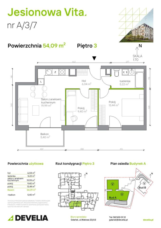 Mieszkanie 3-pokojowe Gdańsk Wrzeszcz, ul. Jesionowa. Zdjęcie 6