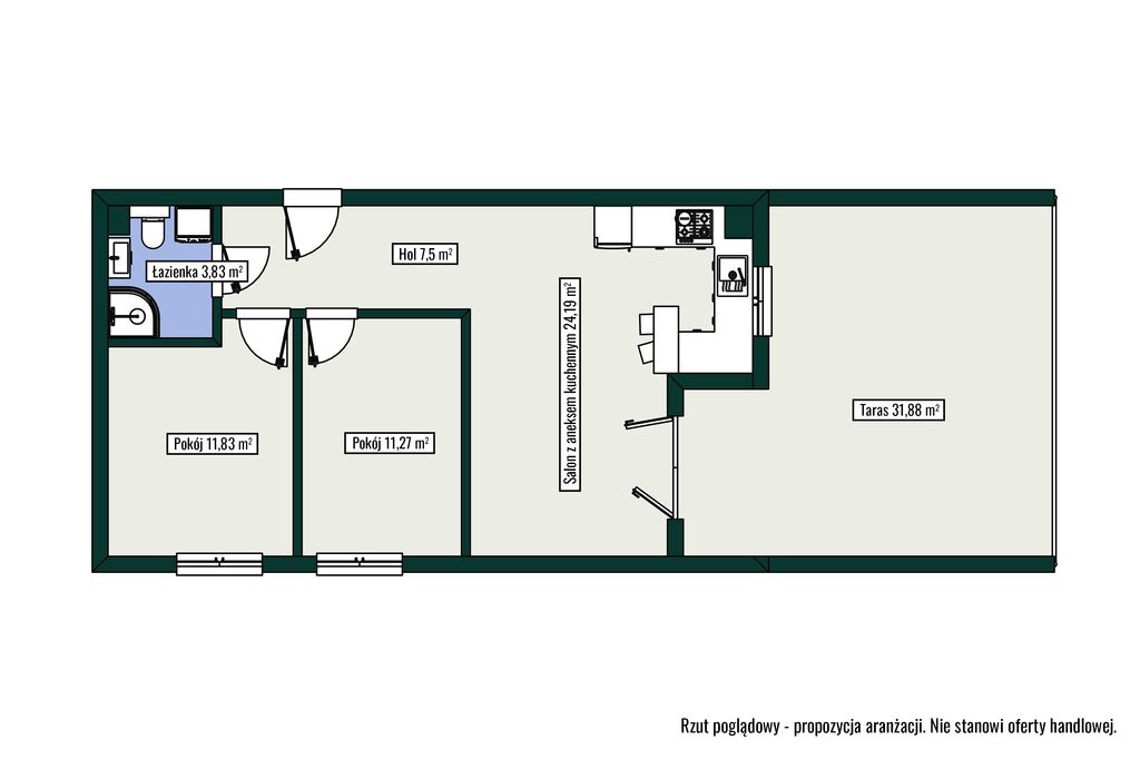 Mieszkanie 3-pokojowe Wieliszew, ul. Krzysztofa Kamila Baczyńskiego. Zdjęcie 11