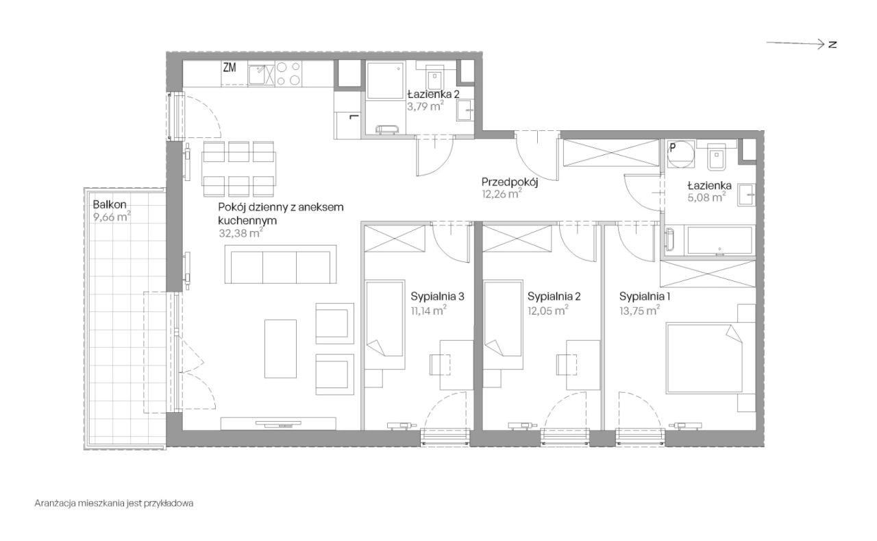 Mieszkanie 4-pokojowe Kraków Czyżyny, ul. Romana Ciesielskiego. Zdjęcie 14