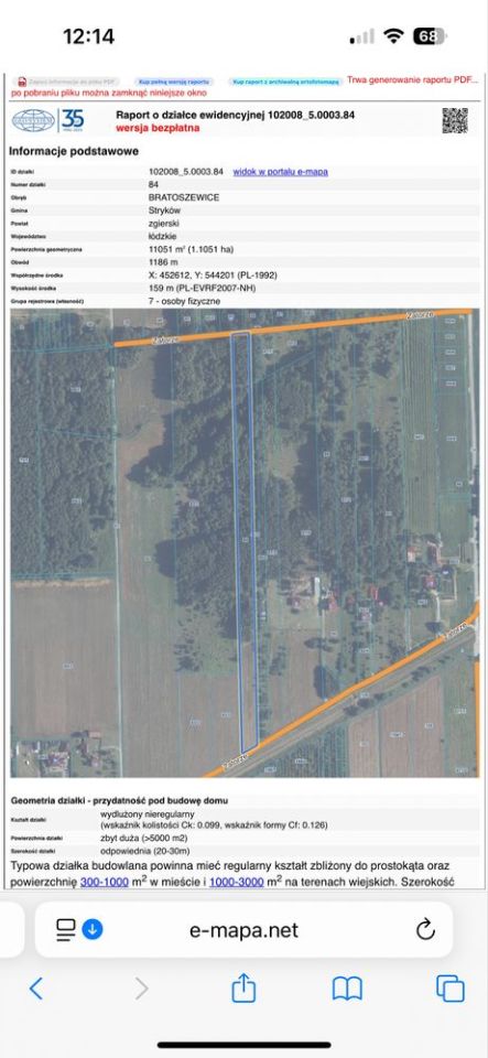 Działka rolno-budowlana Bratoszewice, ul. Zatorze. Zdjęcie 2