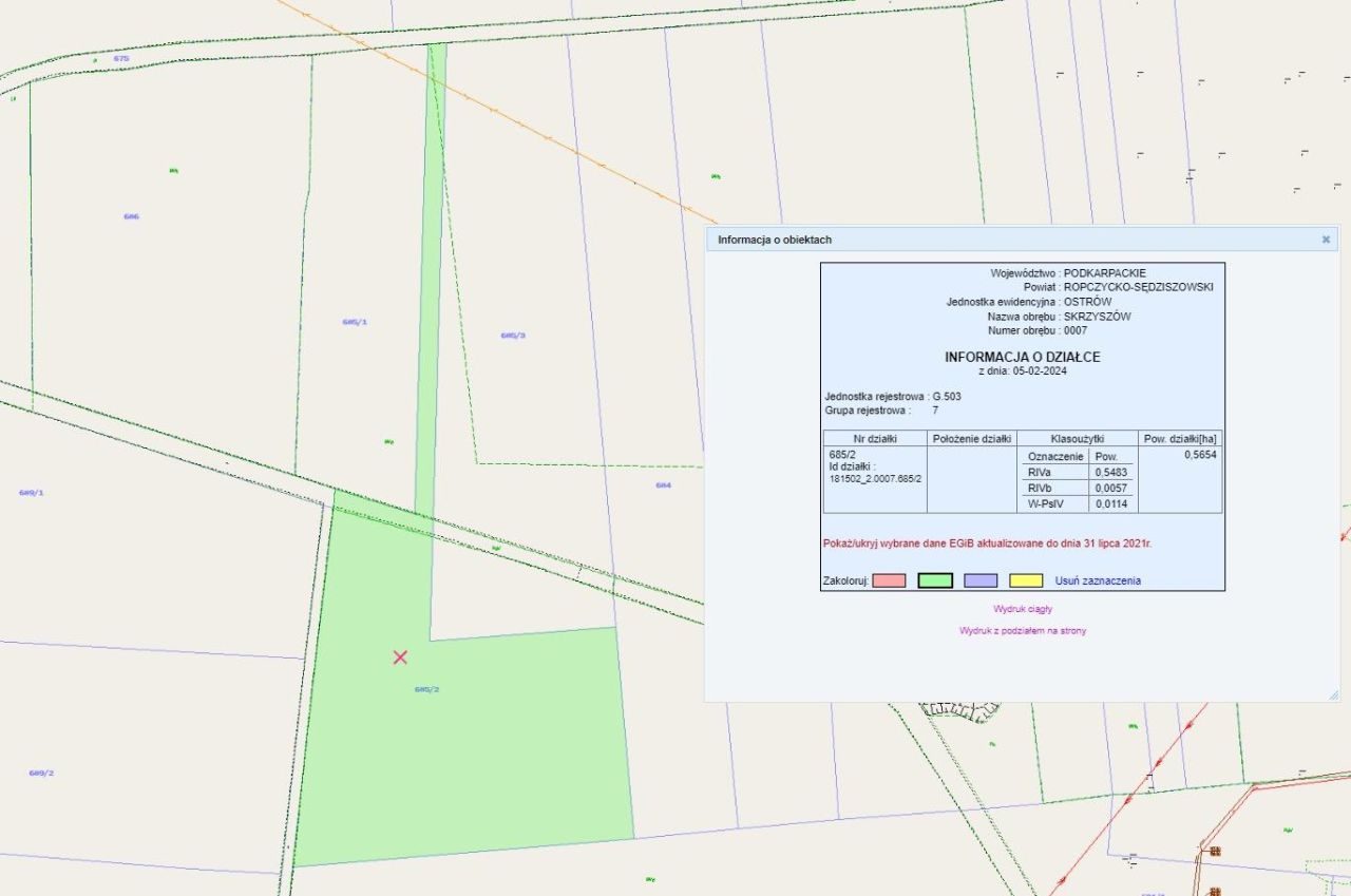 Działka rolna Skrzyszów Podlesie Skrzyszowskie