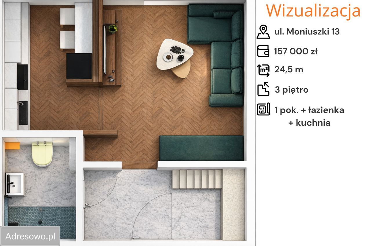 Mieszkanie 1-pokojowe Tarnobrzeg, ul. Stanisława Moniuszki. Zdjęcie 6