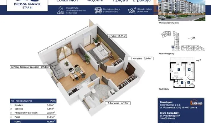 Mieszkanie 2-pokojowe Łomża, ul. Akademicka