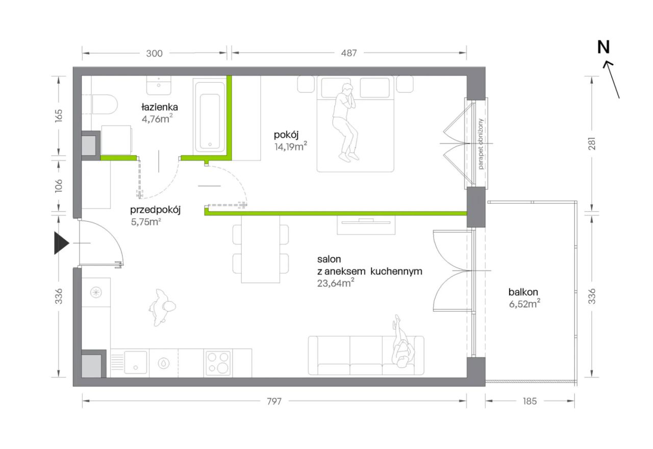 Mieszkanie 2-pokojowe Kraków Krowodrza, ul. Żabiniec. Zdjęcie 7
